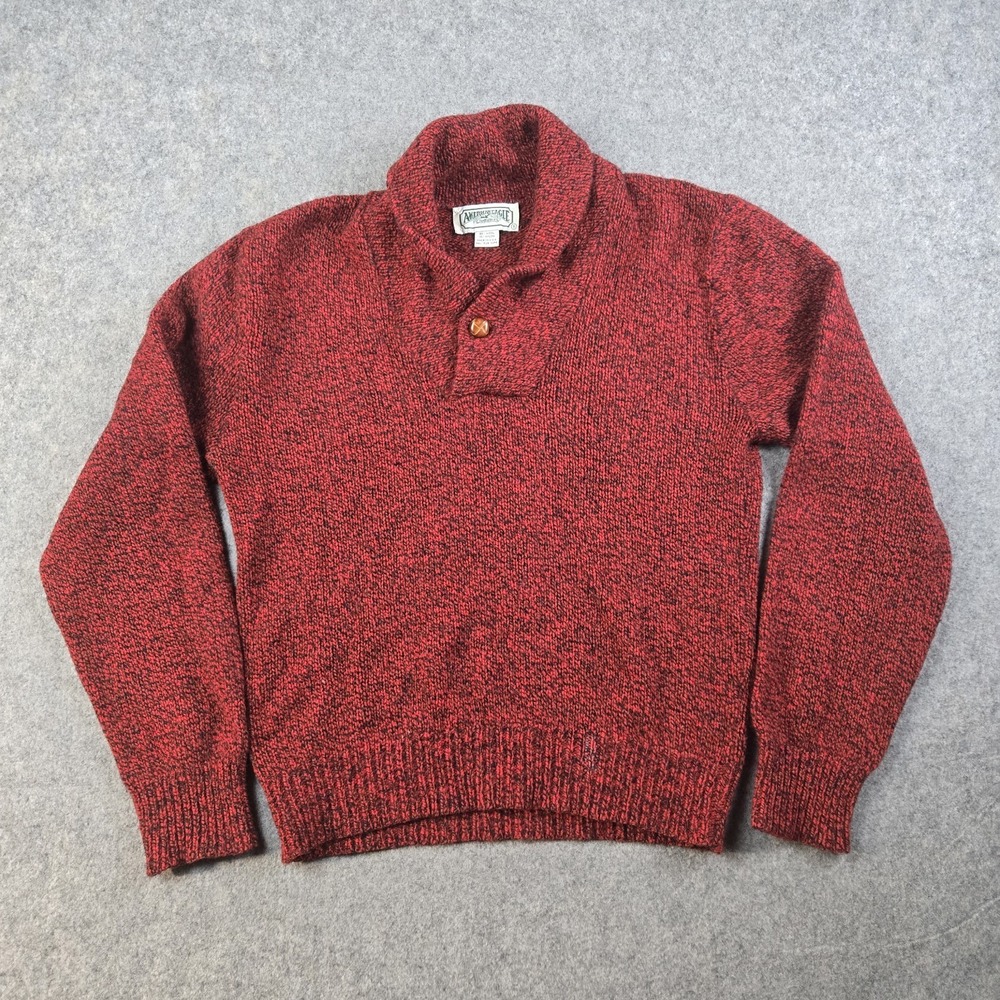 Vintage American Eagle Sweater Mens Small‎ Red Wool Shawl Collar 90s USA Made